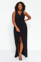Trendyol Curve Black Slit Midi Knitted Dress