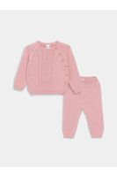 LC Waikiki Crew Neck Long Sleeve Basic Baby Girl Knitwear Sweater and Trousers 2-Piece Set