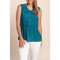 Bluse Mit Kragen, Petrol