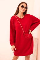 Kesi Włoski Sukienka damska wiskozowa Plus Size z torebką na łańcuszku czerwona