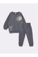 LC Waikiki Crew Neck Printed Baby Boy Sweatshirt and Sweatpants