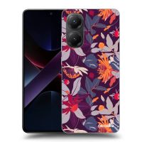 Silikónový čierny obal pre Xiaomi Poco X7 Pro 5G - Purple Leaf