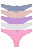 09652 Dewberry Womens Panties Brazillian 5 Pack Lycra Lace-MULTICOLOR
