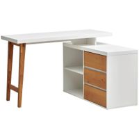 MID.YOU ROHOVÝ PSACÍ STŮL, bílá, barvy dubu, 120/76/100 cm