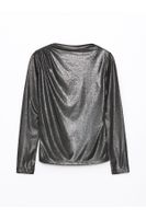 LC Waikiki Women's Boat Neck Shiny Look Long Sleeve Tunic