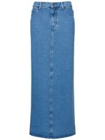 Wool Blend Denim Long Skirt