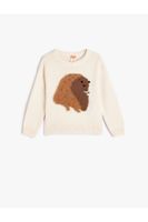 Koton Knitwear Sweater Hedgehog Appliqued Long Sleeve Crew Neck