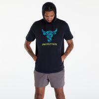 Bluza Under Armour Project Rock Payoff Short Sleeve Terry Hoodie Black/ Coastal Teal L