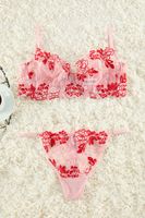 Trendyol Curve Red Embroidered Lace Rope Strapless Knitted Plus Size Lingerie Set