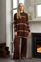 Trendyol Brown Striped Corduroy Knitwear Bottom-Top Set