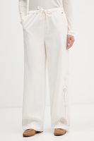 Tommy Jeans nohavice wide leg dámske s prímesou ľanu