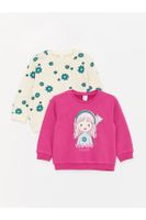 LC Waikiki Crew Neck Long Sleeve Printed Baby Girl Sweatshirt 2 Pack