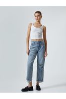 Koton Straight Jeans Straight Leg Ripped Cotton Standard Waist - Eve Jean