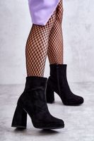 Boto Női velúr csizma magas sarkú világos fekete Ramira