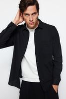 Trendyol Black Regular Fit Waffle Textured Knitted Shirt