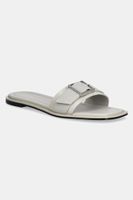 Calvin Klein slapi de piele FLAT SLIDE W/BUCKLE - LTH