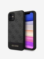 Guess PU 4G Stripe Zadní Kryt pro iPhone 11 Grey Etui za telefon ljubičasta