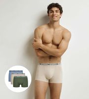 DIM GOTS COTTON STRETCH BOXER 3x - Men's boxers made of organic cotton 3 pcs - green - light brown - light blue