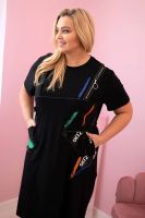 Kesi Włoski Sukienka damska bawełniana Plus Size z nadrukiem czarna