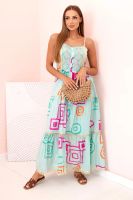 Kesi Włoski Women's cotton dress with a colorful pattern blue
