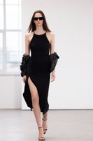 Trendyol Black Limited Edition Barbell Neck Draped Bodycon Stretchy Maxi Pencil Knit Dress