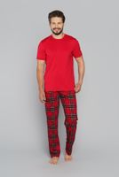 Men's pyjamas Narwik, short sleeves, long legs - red/print