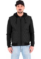 Diamond Quilt blk/blk Nylon Hooded Jacket