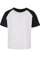 Boys' T-shirt with contrasting raglan white/black