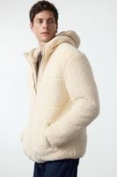 Trendyol Ecru Wellsoft Plush Hooded Winter Coat