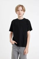 DEFACTO Boy Regular Fit Crew Neck Short Sleeve Basic Black T-Shirt