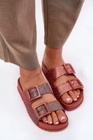 Pachnące Klapki Damskie Z Brokatem I Klamrami ZAXY