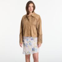 Kurtka GUESS Ls Ibby Fringe Jacket Wet Sand XS/S