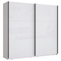 home24 ŠAT. SKRIŇA S POSUV. DVERAMI, biela, biela s vysokým leskom, 220,1/209,7/61,2 cm