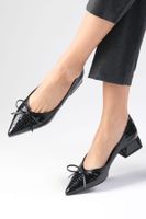 Mio Gusto Beatrix Black Patent Leather Short Heels Women's Shoes