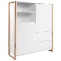 MID.YOU VYSOKÁ KOMODA, biela, dub artisan, 120/139/40 cm