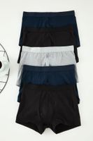 Trendyol Navy Blue-Black-Grey Basic 5-Pack Cotton Boxer