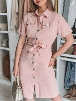 Koszulowa sukienka midi LOVE ME MIDI różowa Dstreet