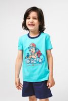 Boys' pyjamas Remek, short sleeves, short legs - turquoise/navy blue