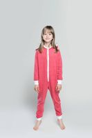 Oslo Children's Jumpsuit, Long Sleeves, Long Legs - Raspberry/Ecru