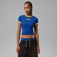 Jordan Wmns Graphic Brazil Crewneck Shirt Old Royal - Dámske - Tričko Jordan - Modré - IF3926-417 - Veľkosť: S