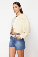 Trendyol Dark Blue High Waist Denim Shorts