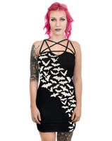 Damen Kleid TOO FAST - PENTAGRAM - FLIEGEND BATS S