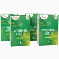 4er-Pack: Vitamin D3 4000 IE hochdosiert. 120 vegane Kapseln. Hergestellt in der EU nach GMP-Qualitätsstandards | Essentials Sensilab