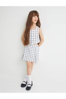 Koton Tweed Short Skirt Plaid Elastic Waist