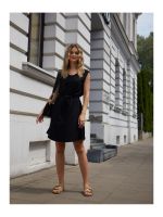 Edoti Midi dress, wide straps with linen