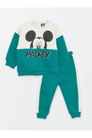 LC Waikiki Crew Neck Long Sleeve Mickey Mouse Printed Baby Boy Sweatshirt and Tracksuit Bottom 2-Piece Set