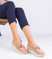 Gemre Selerina női bézs platform mokaszin díszítéssel