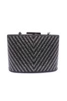 DGN 343-23y Women's Evening Dress Clutch Bag Black with Triangle Stones