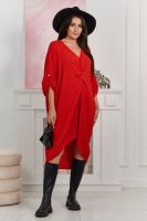 Oversize V-neck dress red
