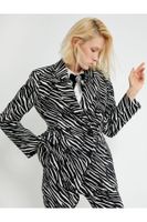 Koton Zebra Patterned Double Breasted Blazer Jacket